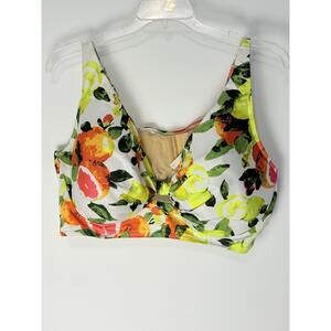 Cacique Womens Multicolor Fruit Print Wide Straps Twist Front Bikini Top 46DD